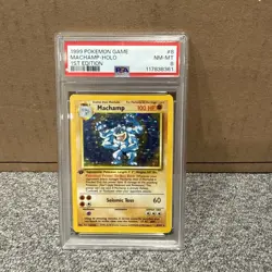 1999 POKEMON GAME BASE SET 1ST EDITION #8 MACHAMP HOLO PSA 8 - Image 1