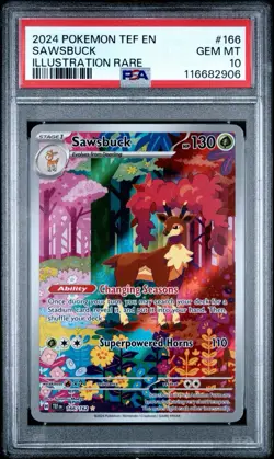 PSA 10 Pokemon Sawsbuck 166/162 Temporal Forces Illustration Rare Gem English - Image 1