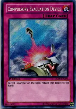 LCJW-EN295 Compulsory Evacuation Device Secret Rare 1st Edition MP Yugioh Card - Image 1