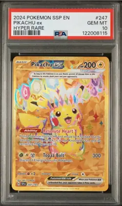 2024 Pokemon Ssp En-surging Sparks 247 Pikachu Ex Hyper Rare PSA 10 - Image 1