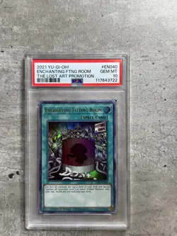 Yugioh Card Enchanting Fitting Room PSA 10 Gem, Lost Art Promo LART-EN040 2021 - Image 1