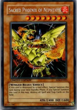 EEN-ENSE3 Sacred Phoenix Of Nephthys Secret Rare Limited Edition LP Yugioh Card - Image 1