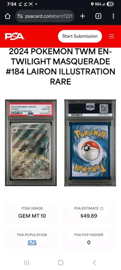 Pokemon 2023 Par en Groudon Illustration Rare Card #199/182 PSA 9 Mint - Image 1