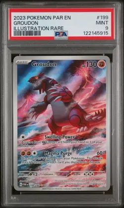 Pokemon 2023 Par en Groudon Illustration Rare Card #199/182 PSA 9 Mint - Image 3