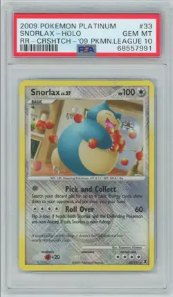 PSA 10  Pokemon Platinum Snorlax #33 Crosshatch Holo League Promo Rising Rivals - Image 1