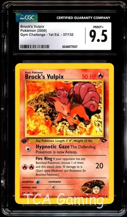 CGC 9.5 MINT+ Brock's Vulpix 37/132 1st Edition Gym Challenge Pokemon Card 007 - Image 1