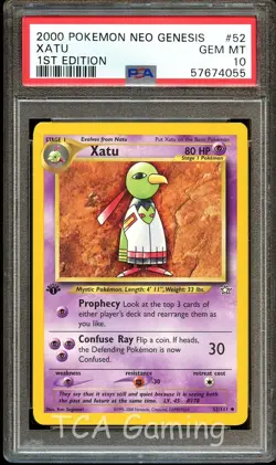 PSA 10 GEM MINT Xatu 52/111 Neo Genesis 1st Edition Pokemon Card 055 - Image 1