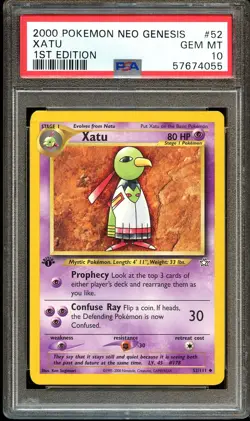 PSA 10 GEM MINT Xatu 52/111 Neo Genesis 1st Edition Pokemon Card 055 - Image 2