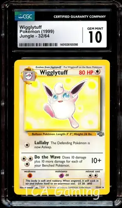 CGC 10 GEM MINT Wigglytuff 32/64 Jungle RARE Pokemon Card 098 - Image 1