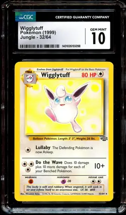 CGC 10 GEM MINT Wigglytuff 32/64 Jungle RARE Pokemon Card 098 - Image 2