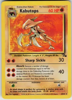 Pokemon TCG Kabutops (24) 24/62 Fossil Rare card Unlimited LP - Image 1