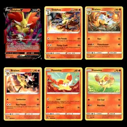 6x Delphox Lot 27 Sword Shield Silver Tempest Pokemon Cards Collection Set TCG - Image 1