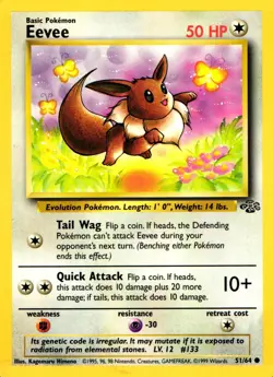 Pokemon Eevee 51/64 Jungle Set Common Non-Holo 1999 Trading Card - Image 1