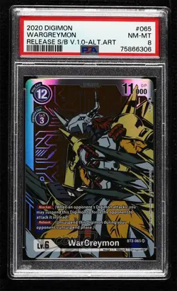 2021 Digimon Card Game - Release Special Ver 15 Wargreymon #BT2-065 PSA 8 10e3 - Image 4