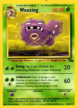 Pokemon Weezing 45/62 Fossil Set Uncommon Non-Holo 1999 Trading Card - Image 1