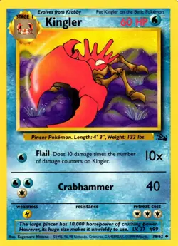 Pokemon Kingler 38/62 Fossil Set Uncommon Non-Holo 1999 Trading Card - Image 1