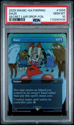 2025 MTG SECRET LAIR X SPONGEBOB SQUAREPANTS DAZE FOIL PSA 10 GEM MINT - Image 1
