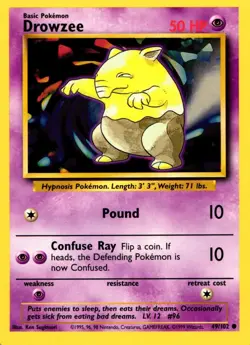 Pokemon Drowzee 49/102 Base Set Common Non-Holo 1999 Trading Card - Image 1