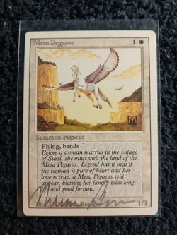 MTG Signed Melissa Benson Revised Mesa Pegasus Magic The Gathering Card - Image 1