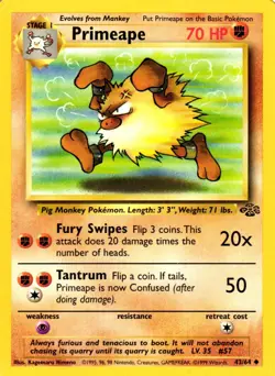 Pokemon Primeape 43/64 Jungle Set Uncommon Non-Holo 1999 Trading Card - Image 1