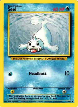 Pokemon Seel 41/102 Base Set Uncommon Non-Holo 1999 Trading Card - Image 1