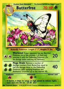 Pokemon Butterfree 33/64 Jungle Set Uncommon Non-Holo 1999 Trading Card - Image 1