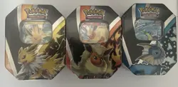 2021 Pokemon TCG Eevee Evolutions Tins (Set of 3) - Vaporeon, Jolteon, Flareon - Image 3