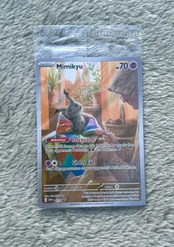 SEALED Pokemon Mimikyu SVP 075 Paldean Fates Full Art Holo Black Star Promo NM - Image 1