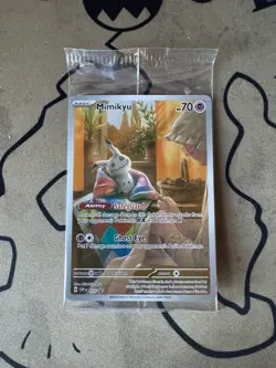 SEALED Pokemon Mimikyu SVP 075 Paldean Fates Full Art Holo Black Star Promo NM - Image 1