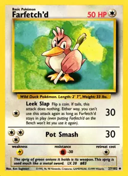 Pokemon Farfetch'd 27/102 Base Set Uncommon Non-Holo 1999 Trading Card - Image 1