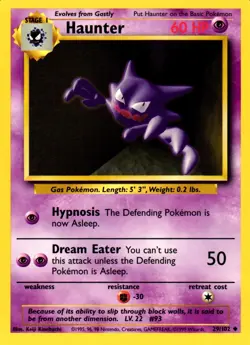 Pokemon Haunter 29/102 Base Set Uncommon Non-Holo 1999 Trading Card - Image 1