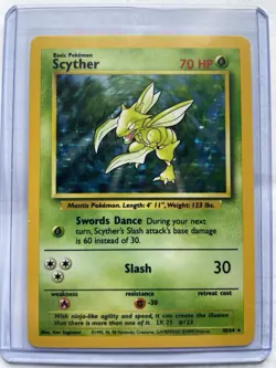 PokÃ©mon Scyther TCG Jungle Holo Rare Card 10/64 No Set Symbol Error - Image 1