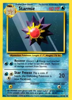 Pokemon Starmie 64/102 Base Set Common Non-Holo 1999 Trading Card - Image 1