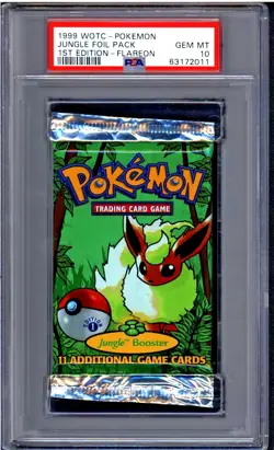 Pokemon Jungle 1st Edition Flareon Booster Pack English Graded PSA 10 - Image 1