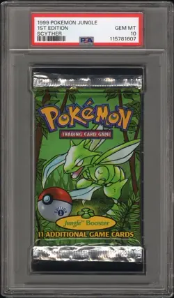 1999 Pokemon Jungle 1st Edition Booster Pack Sealed Scyther Art PSA 10 - Image 1