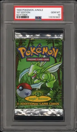 1999 Pokemon Jungle 1st Edition Booster Pack Sealed Scyther Art PSA 10 - Image 3