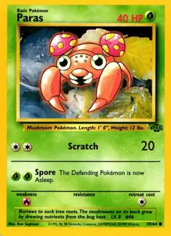 Pokemon Paras 59/64 Jungle Set Common Non-Holo 1999 Trading Card - Image 1