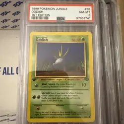 1999 Pokemon Jungle 1st Edition Oddish 58/64 PSA 8 - Image 5