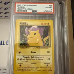 1999 Pokemon Game Pikachu Base Set Yellow Cheeks PSA 8 58/102 - Image 1