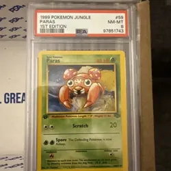 Pokemon First Edition Jungle Paras 59/64 PSA 8 - Image 1