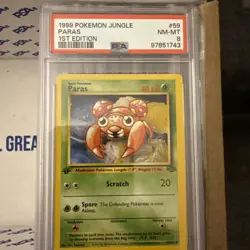 Pokemon First Edition Jungle Paras 59/64 PSA 8 - Image 3