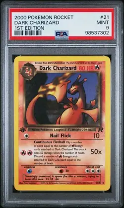PSA 9 DARK CHARIZARD 1st Edition Team Rocket Pokemon Card #21 MINT CLEAN LOOK! - Image 1