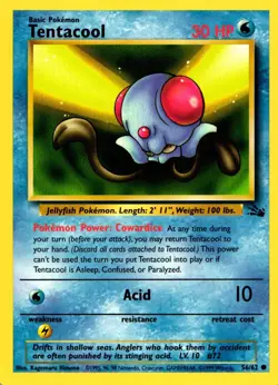 Pokemon Tentacool 56/62 Fossil Set Common Non-Holo 1999 Trading Card - Image 1