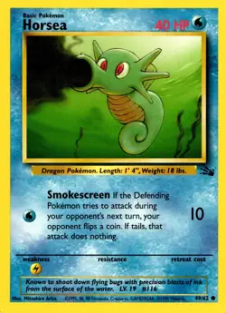 Pokemon Horsea 49/62 Fossil Set Common Non-Holo 1999 Trading Card - Image 1
