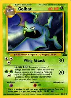 Pokemon Golbat 34/62 Fossil Set Uncommon Non-Holo 1999 Trading Card - Image 1