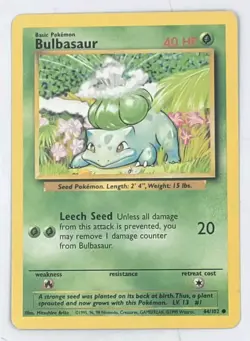 Pokemon Bulbasaur 44/102 Base Set Common Non-Holo 1999 Trading Card - Image 3