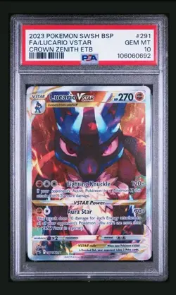 Lucario Vstar SWSH 291 PSA 10 2023 Pokemon Crown Zenith ETB Promo - Image 1