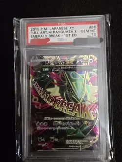 2015 POKEMON JPN XY EMERALD BREAK 1ST ED #086 FULL ART/M RAYQUAZA EX PSA 10 - Image 1