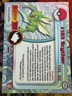 Pokemon Card English 2000 Topps TV Chrome Series 2 Scyther #123 Foil Vintage - Image 2