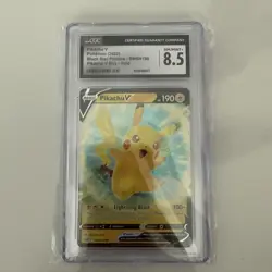 Pokemon TCG SWSH285 Pikachu v Black Star Promo Holo Card CGC 8.5 - Image 1
